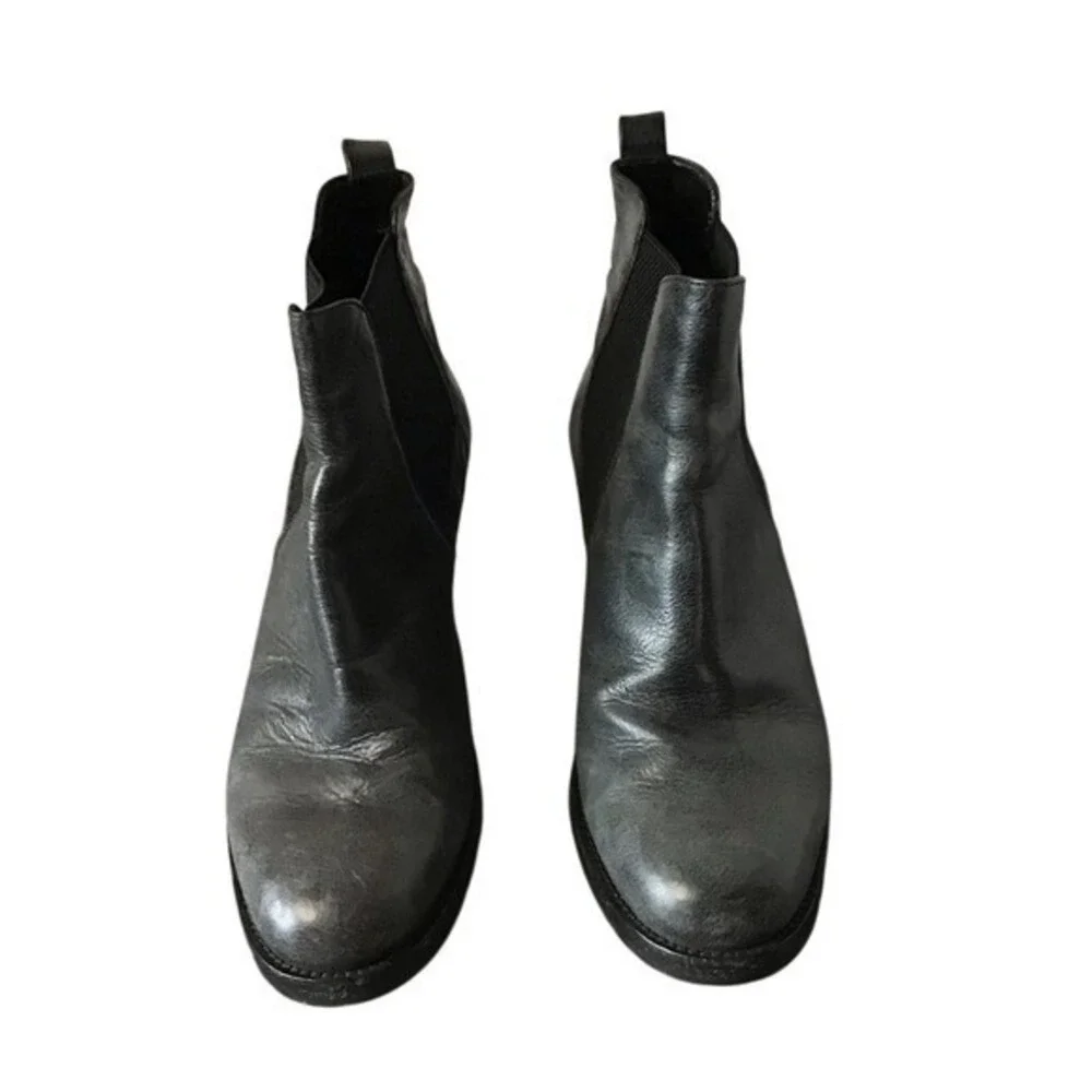 Aquatalia Vero Cuoio Black Leather Ankle Boots Women 7.5 2.5